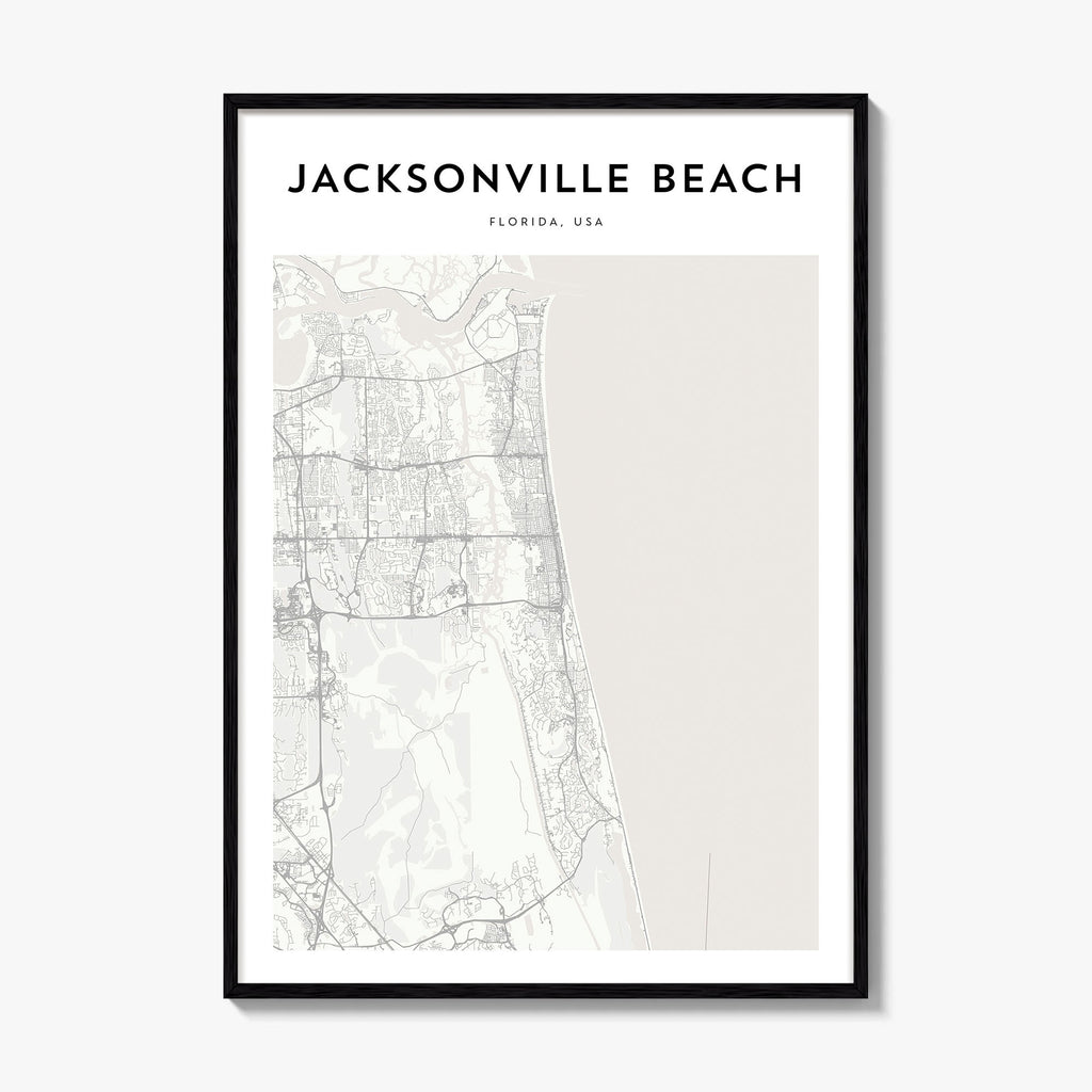 Jacksonville Beach Map Poster