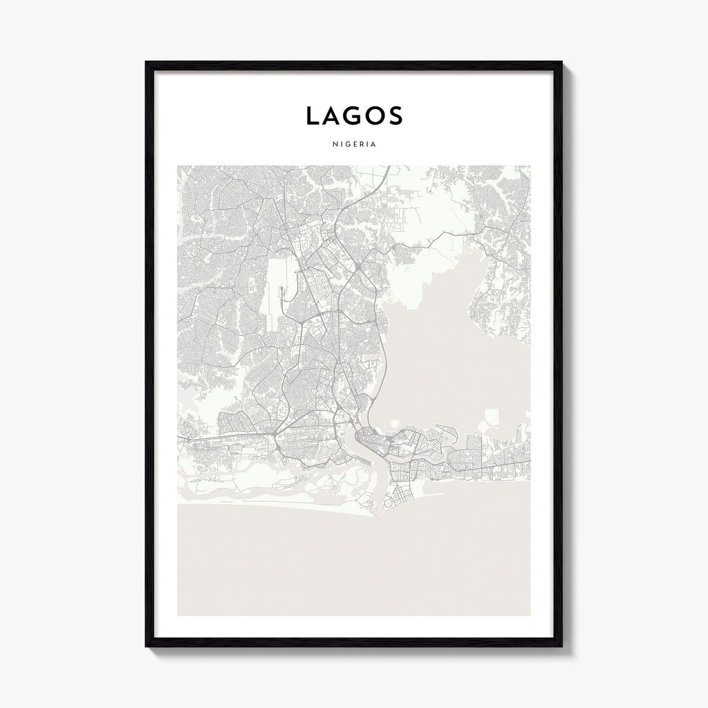 Lagos Nigeria Map Poster