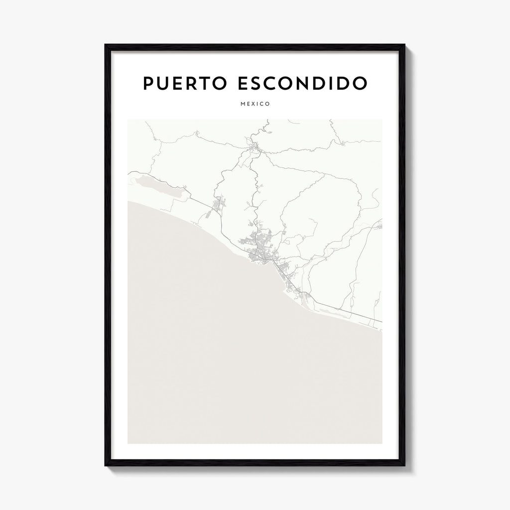 Puerto Escondido Map Poster