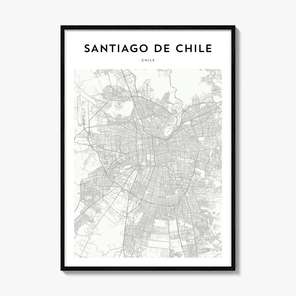 Santiago De Chile Map Poster